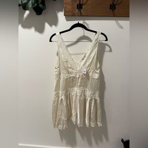 Free People Intimacy Elegant Cream Lace Mini Dress